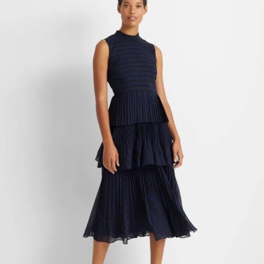 NWT Club Monaco Black/Blue Tiered Dress